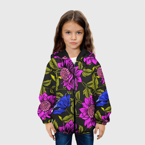 Детская куртка 3D с принтом Цветы - паттерн, вид сбоку #3