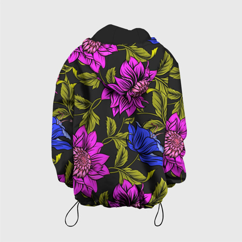 Детская куртка 3D с принтом Цветы - паттерн, вид сзади #1