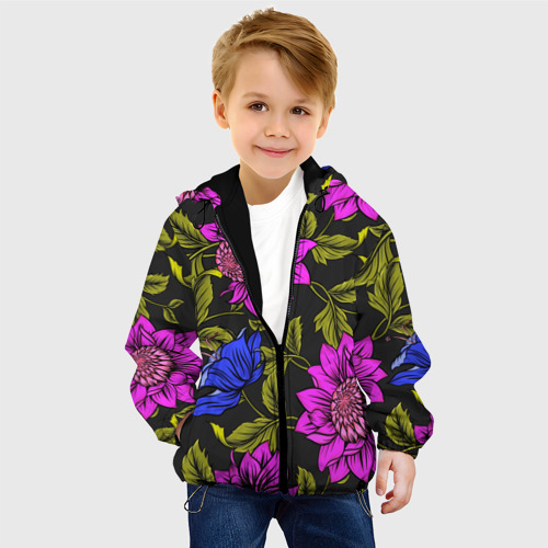 Детская куртка 3D с принтом Цветы - паттерн, фото на моделе #1