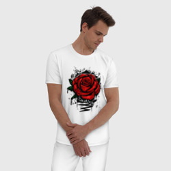 Мужская пижама хлопок Красная роза art - фото 2