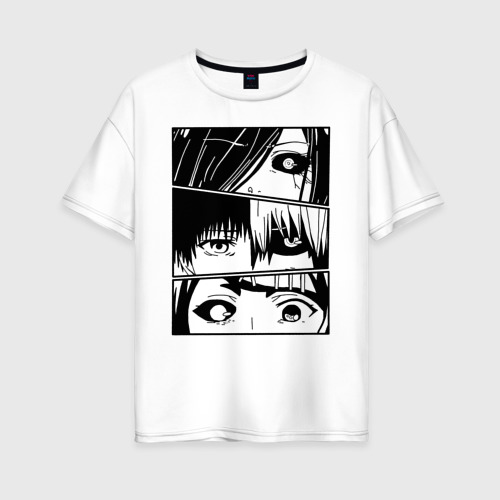 Женская футболка оверсайз из хлопка с принтом Токийский Гуль, вид спереди №1