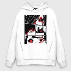 Мужское худи Oversize хлопок Токийский Гуль - глаза лица крупно