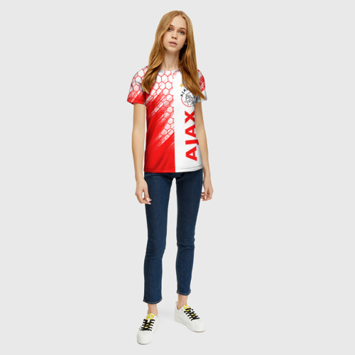 Женская футболка 3D с принтом FC AJAX AMSTERDAM / ФК АЯКС, вид сбоку #3