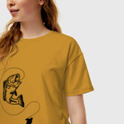 Женская футболка хлопок Oversize Рыбак и рыба - фото 2