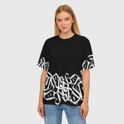 Женская футболка oversize 3D Каллиграфия calligraphy - фото 2