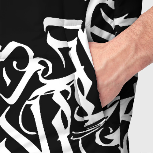 Мужской жилет утепленный 3D Каллиграфия calligraphy, цвет черный - фото 6