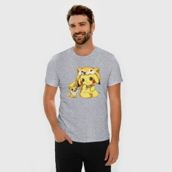 Мужская футболка хлопок Slim Пикачу с собачкой  - фото 2