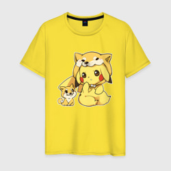 Мужская футболка хлопок Пикачу с собачкой 