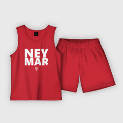 Детская пижама с шортами хлопок Neymar Jr white logo
