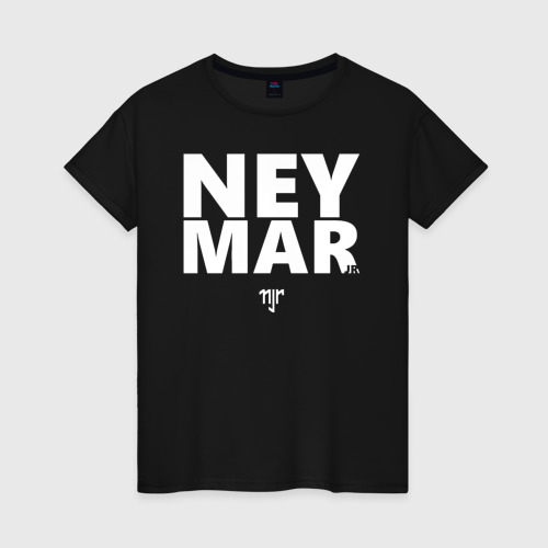 Женская футболка хлопок Neymar Jr white logo, цвет черный