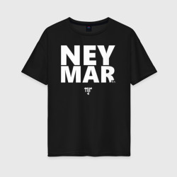 Женская футболка хлопок Oversize Neymar Jr white logo