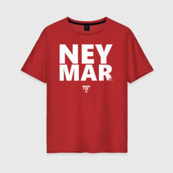 Neymar Jr white logo – Женская футболка хлопок Oversize с принтом купить со скидкой в -16%