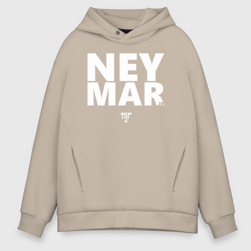 Мужское худи Oversize хлопок Neymar Jr white logo, цвет миндальный