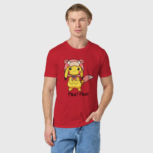 Мужская футболка хлопок Пикачу Pika Pika, цвет красный - фото 3