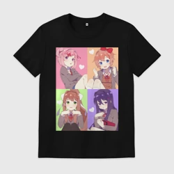 Мужская футболка хлопок Girls Doki Doki коллаж
