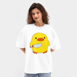 Женская футболка Oversize хлопок texturе Утка с ножом кругляш - фото 2