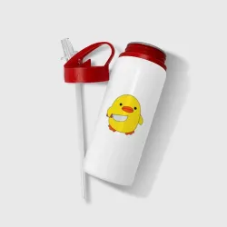 Бутылка для воды с трубочкой Утка с ножом кругляш - фото 2
