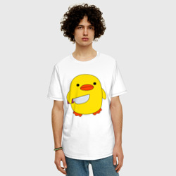 Мужская футболка хлопок Oversize Утка с ножом кругляш - фото 2