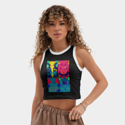 Женская укороченная майка-топ хлопок Gurren Lagann posters - фото 2