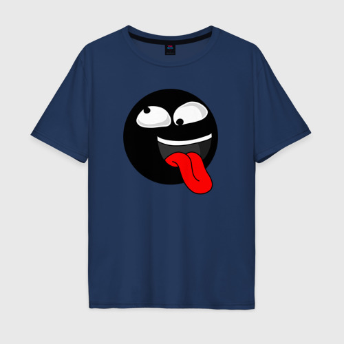 Мужская футболка хлопок Oversize Безумный Смайл Dumbass CS, цвет темно-синий
