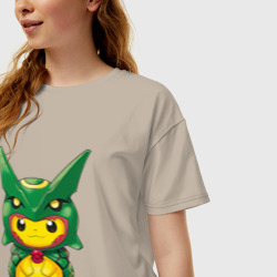 Женская футболка хлопок Oversize Пикачу в костюме дракона - фото 2