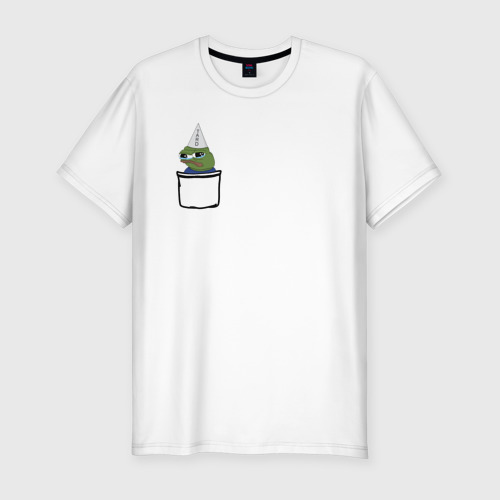 Мужская приталенная футболка из хлопка с принтом Pepe tard, вид спереди №1