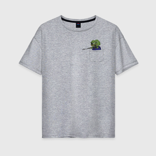 Женская футболка хлопок Oversize с принтом Pepe sniper, вид спереди #2