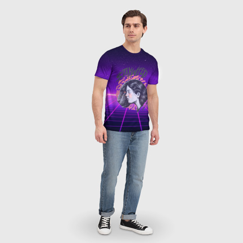 Мужская футболка 3D с принтом Девушка   пантера StayWild, вид сбоку #3