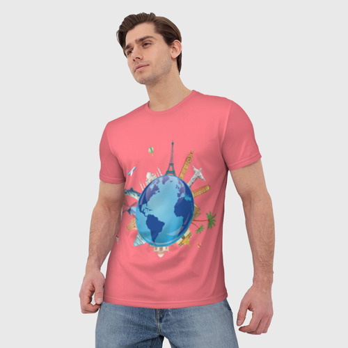 Мужская футболка 3D с принтом Наша планета, фото на моделе #1