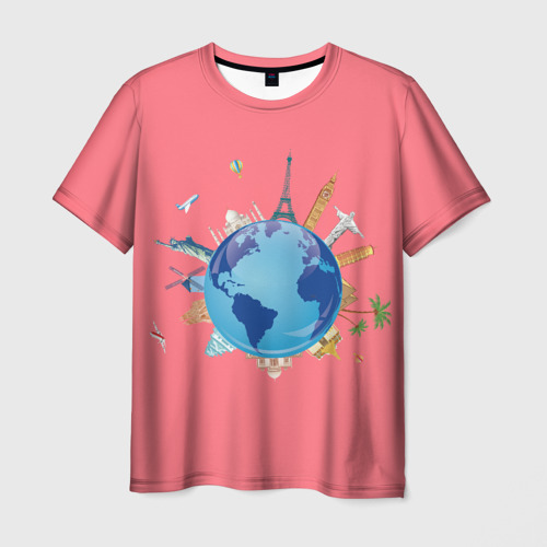 Мужская футболка 3D с принтом Наша планета, вид спереди #2