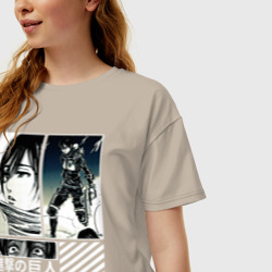 Женская футболка хлопок Oversize Attack On Titan Mikasa - фото 2