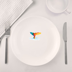 Набор: тарелка + кружка Хвост кита акварель - фото 2