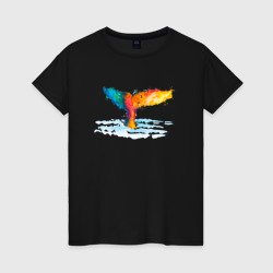 Женская футболка хлопок Хвост кита акварель