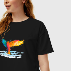 Женская футболка хлопок Oversize Хвост кита акварель - фото 2