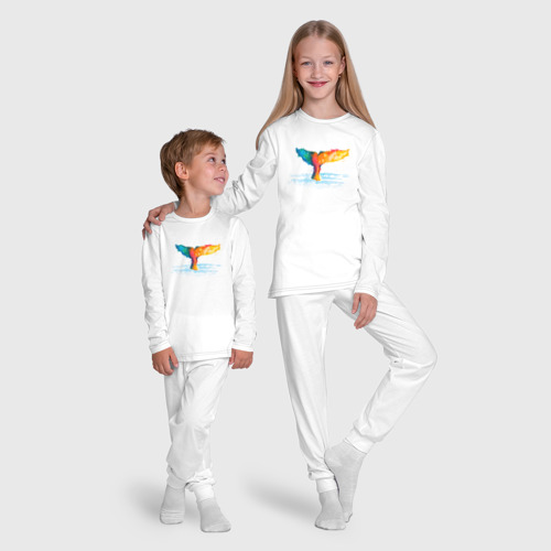 Детская пижама с лонгсливом хлопок Хвост кита акварель, цвет белый - фото 9