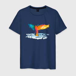 Мужская футболка хлопок Хвост кита акварель