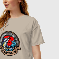 Женская футболка хлопок Oversize Рыба меч Captain - фото 2