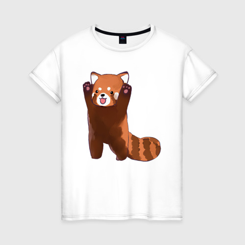 Женская футболка из хлопка с принтом Нападение милой панды, вид спереди №1