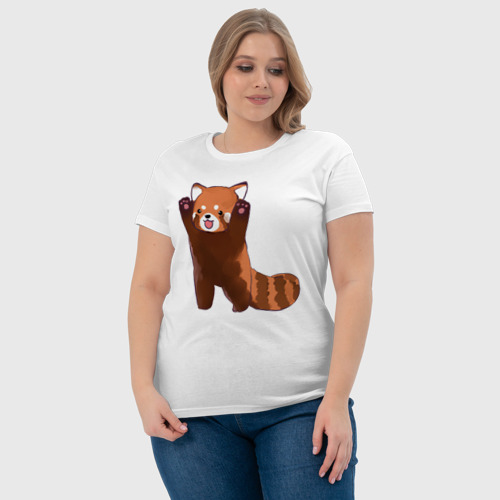 Женская футболка хлопок Нападение милой панды, цвет белый - фото 6