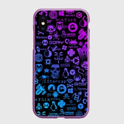 Чехол для iPhone XS Max матовый Hacker Logo Градиент