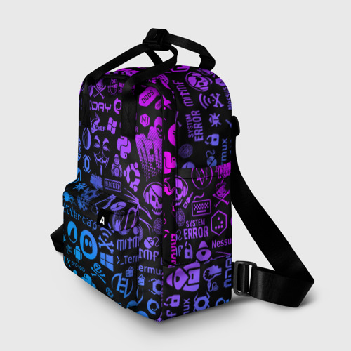 Женский рюкзак 3D с принтом Hacker Logo Градиент, фото на моделе #1