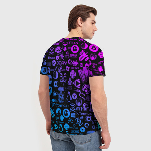 Мужская футболка 3D Hacker Logo Градиент, цвет 3D печать - фото 4