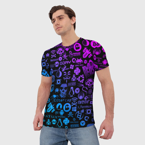 Мужская футболка 3D Hacker Logo Градиент, цвет 3D печать - фото 3