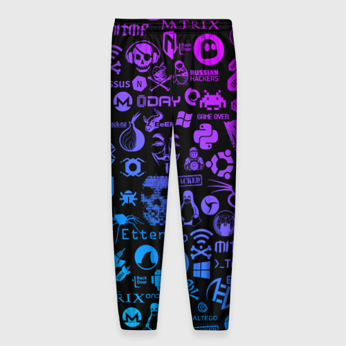 Мужские брюки 3D с принтом Hacker Logo Градиент, вид сзади #1