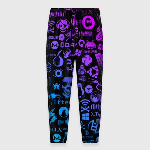 Мужские брюки 3D с принтом Hacker Logo Градиент, вид спереди #2