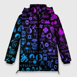 Женская зимняя куртка Oversize Hacker Logo Градиент