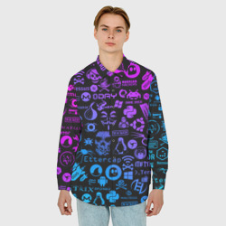 Мужская рубашка oversize 3D Hacker Logo Градиент - фото 2