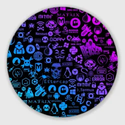 Круглый коврик для мышки Hacker Logo Градиент