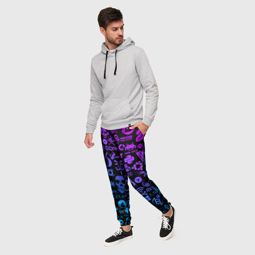 Мужские брюки 3D с принтом Hacker Logo Градиент, фото на моделе #1