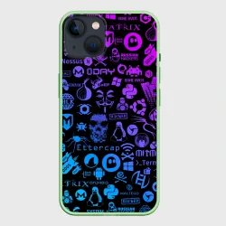 Чехол для iPhone 14 Hacker Logo Градиент